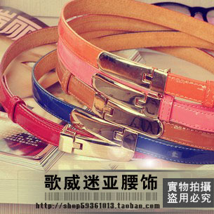 Fashion japanned leather strap Women genuine leather decoration women's thin belt fashion accessories genuine leather belt