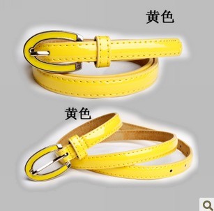 Fashion japanned leather women's decoration genuine leather thin all-match belt candy color strap female belt tieclasps
