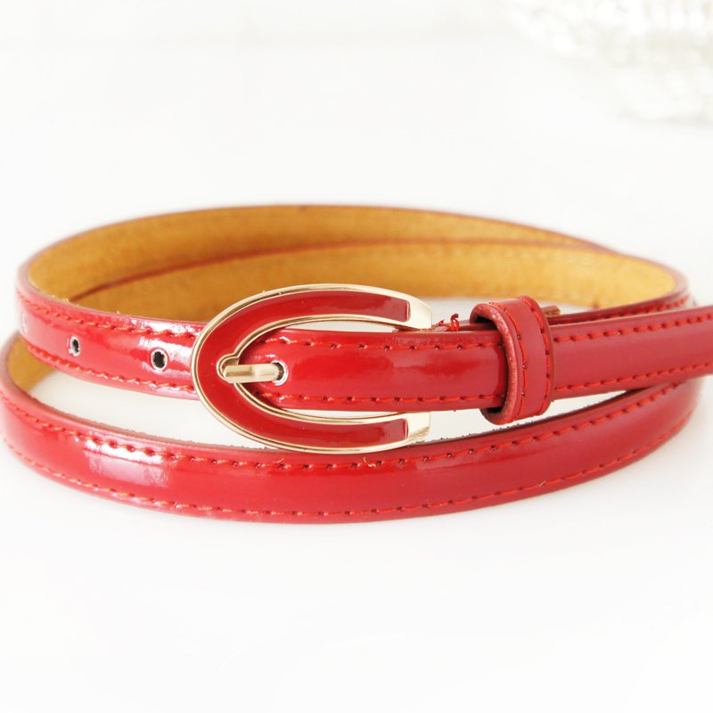 Fashion japanned leather women's decoration thin belt all-match candy color strap fs1142
