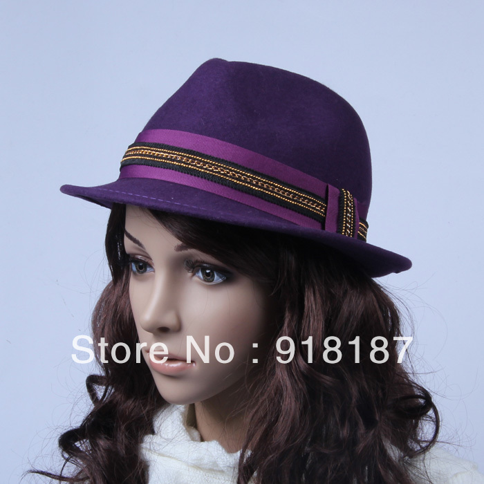 Fashion jazz hat autumn and winter male Women woolen hat roll-up hem hat