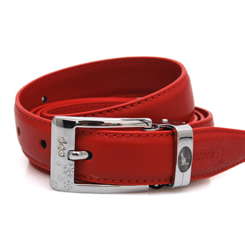 Fashion kangaroo candy color red women's genuine leather belt pin buckle cowhide female strap
