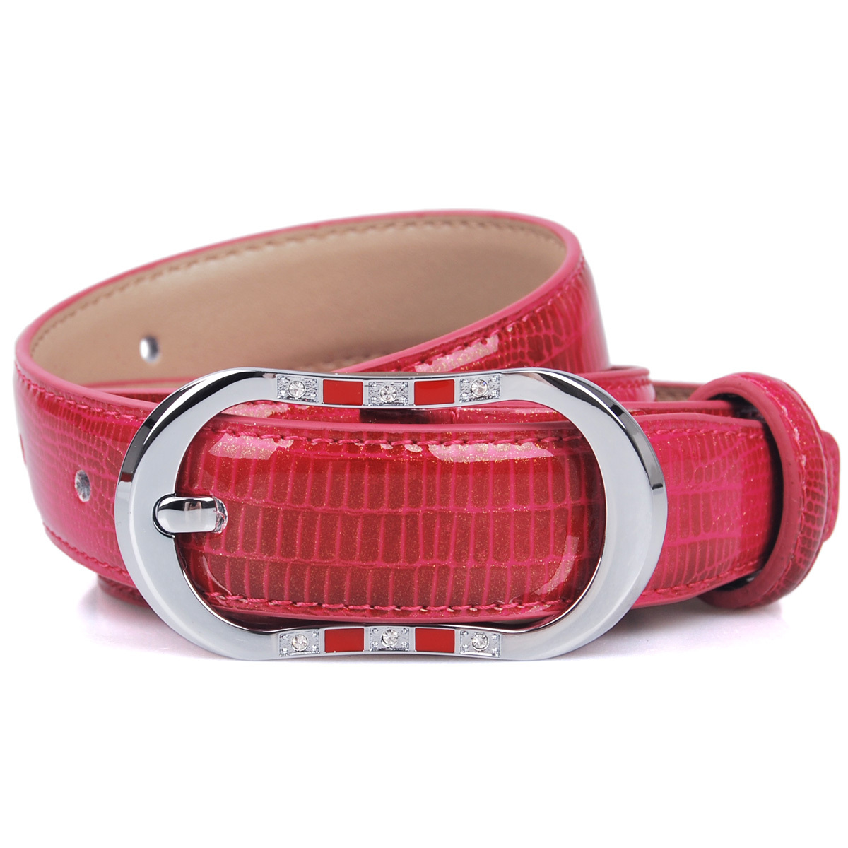 Fashion kangaroo candy color rhinestone women's pin buckle genuine leather strap cowhide belt