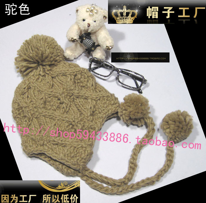 Fashion knitted hat autumn and winter women's knitted hat winter ear protector cap millinery winter hat