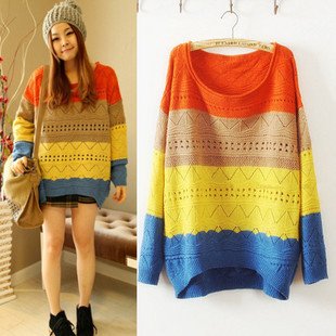 Fashion Korean Plus Size Women's Knitted  Sweater Lady's Knitwear Batwing Coat Free Shipping
