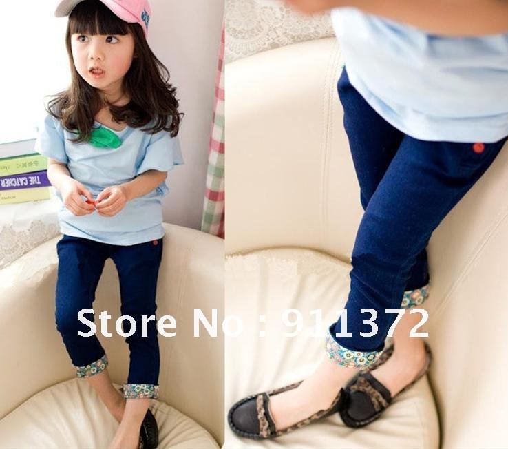 Fashion Korean Style Girls Denim Pants Kids Skinny Jeans Trousers 2 designs