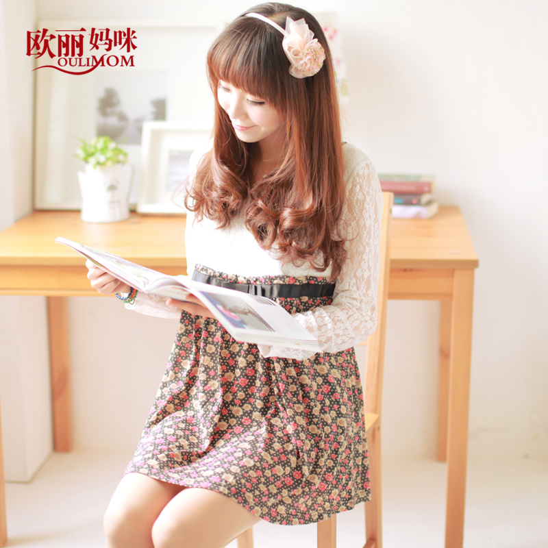 Fashion lace maternity autumn maternity top maternity clothing