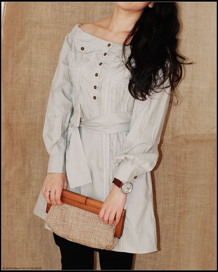 Fashion . ladies elegant . thin trench one-piece dress
