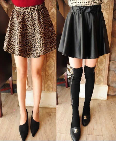 Fashion ladies fashion princess pressure pleated bust skirt leather skirt
