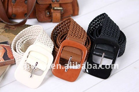 Fashion Ladies' Knitted Pin Buckle Jean Leather Belt 5 pcs/lot,small MOQ,Free shipping original factory supply
