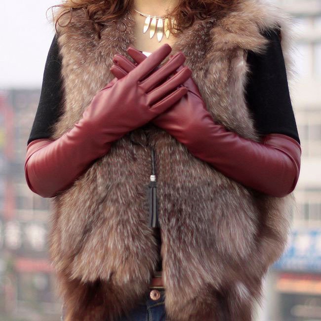Fashion Ladies Opera Evening Party Faux Leather PU Over Elbow Long Gloves 50cm