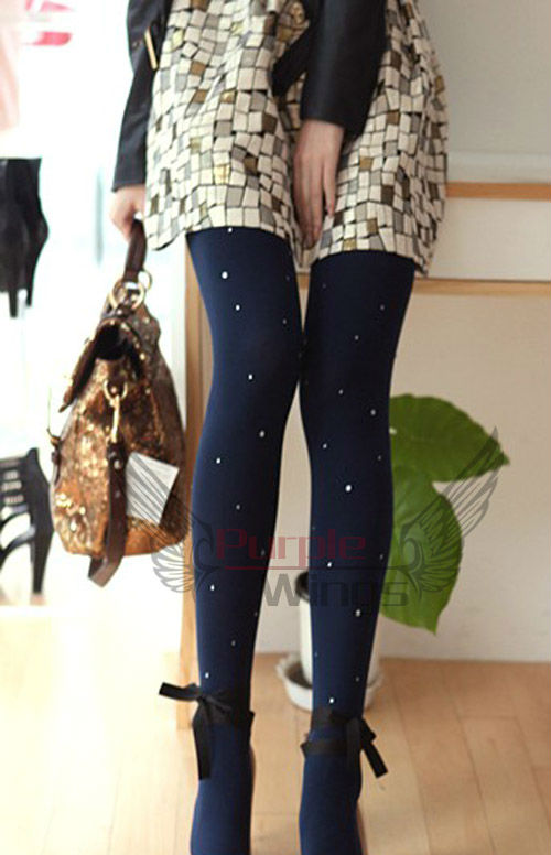 Fashion Ladies Pantyhose Stocking 80D Leggings Tights Comfortable crystal shining  dark blue