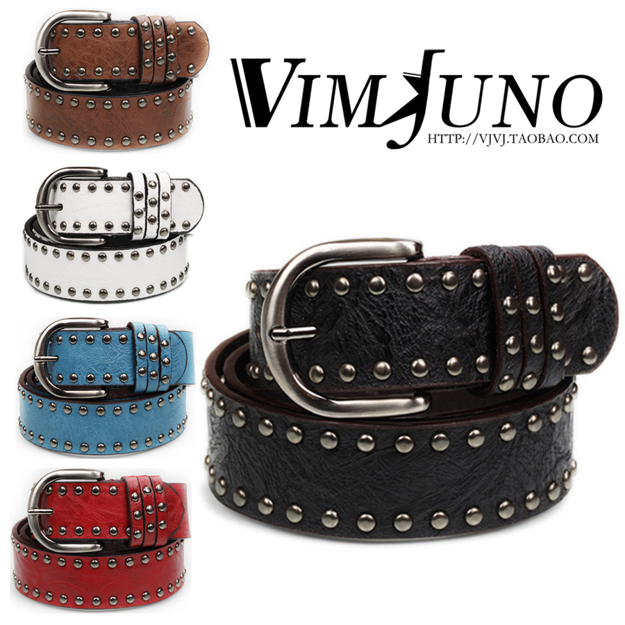 Fashion ladies PU Leather Belt all-match women's rivet belt women's strap belt candy color