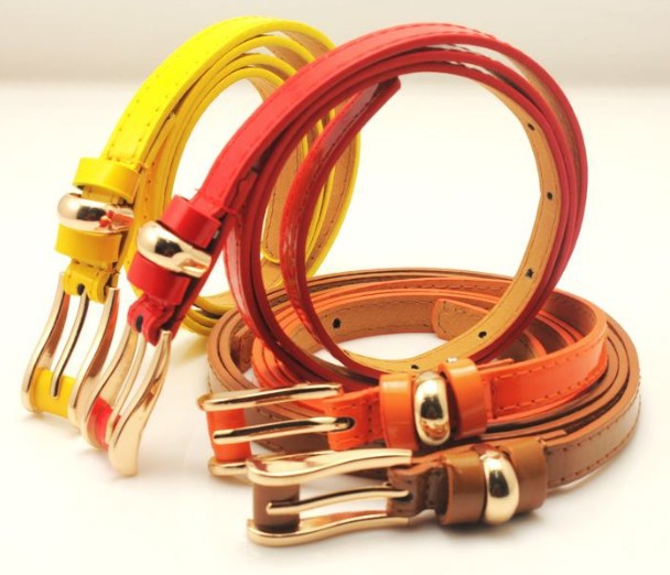 Fashion ladies' slim selt skinny belts , hot women's candy belts,patent leather thin Belts free shipping,Wholesale