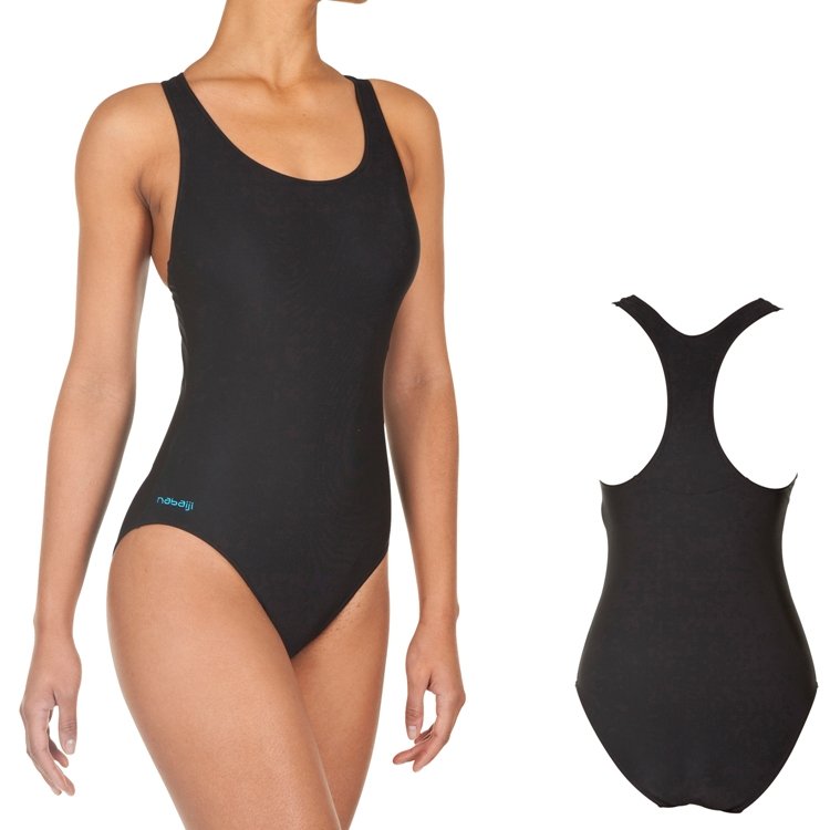 Fashion Ladies' Swimwear Sporty Style Black and blue One Pieces Training Swimsuit Free Shipping