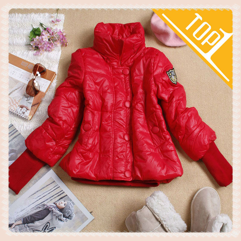 Fashion lady  2013 New Cotton-padded Clothes Candy small fresh soild winter coat .3Color Green Red Black,Free Shipping.