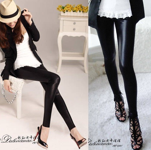 fashion lady fashion clothes autumn women's 80700 black patent leather fashion tight legging cheap