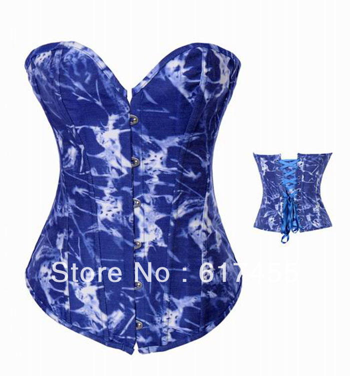 Fashion lady intimates sexy lingerie Denim Phat Stapless Corset 2825
