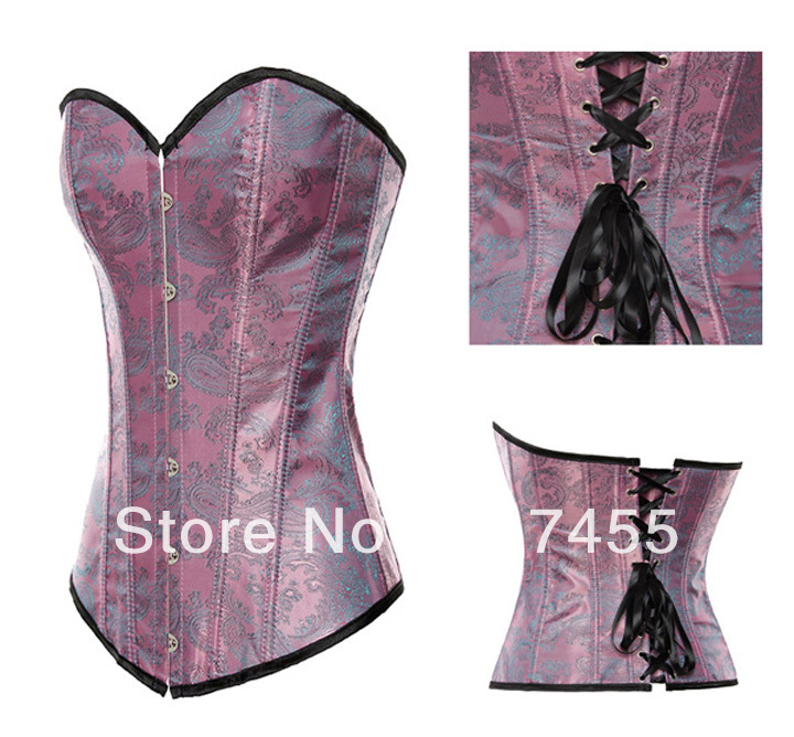 Fashion lady  intimates sexy lingerie  satin Burlesque  Corset pink 2773