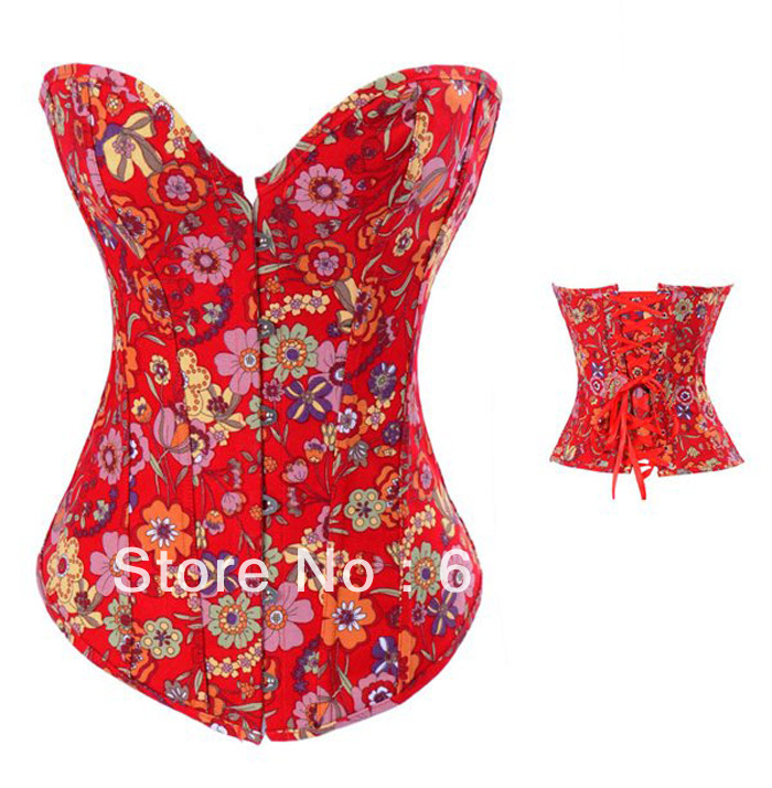 Fashion lady intimates sexy lingerie Vivid Small Flowers Denim Corset 2829