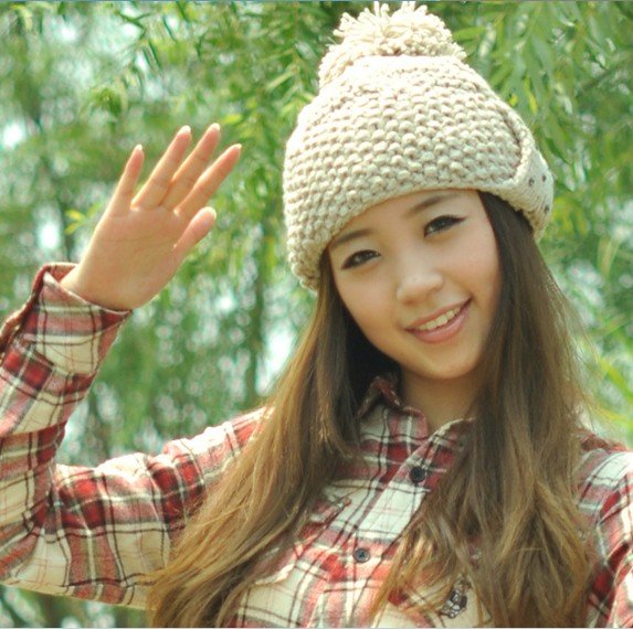 Fashion lady's Crochet Braided hat 100% Handmade Warm hats with earlap free shipping wholesale