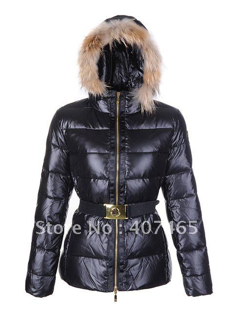 Fashion Lady's Winter natural fur trim Hooded Angers Gold Belt Quilt 100% goose slim down feather jackets coat,Pink,Purple,0-4