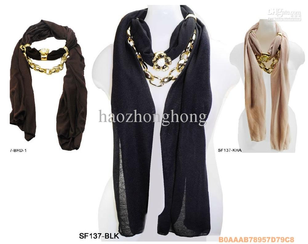 Fashion Lady Scarf jewelry of Golden Metal Jewellery Pendant womens scarves Cotton scarves 1pcs