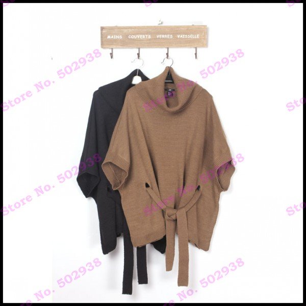 Fashion Lady Sweater Turtlenck Batwing-Sleeved Hand Knitted Clothing Freeshipping