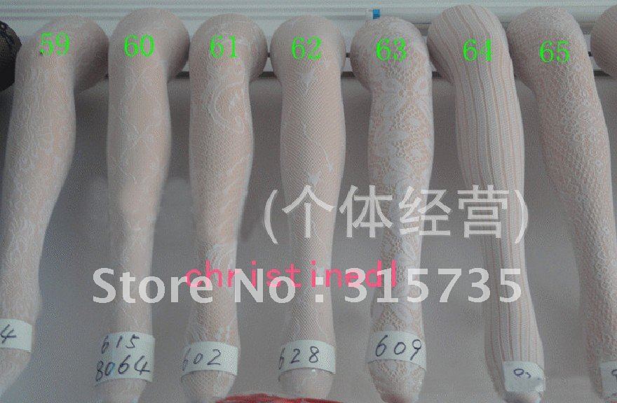 Fashion Lady White Pantynose Jacquard Silk Stockings Mixed sale Free shipping via EMS/DHL