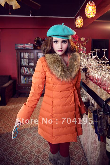Fashion Large Fur Collar Down Jacket   Women's  Long Padded Overcoat   Ladies Outerwear  Winter  OverCoat