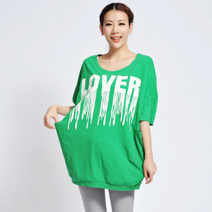 Fashion large t 100% cotton bat personalized letter maternity top t-shirt