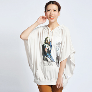 Fashion large t with a hood batwing sleeve girls maternity top t-shirt