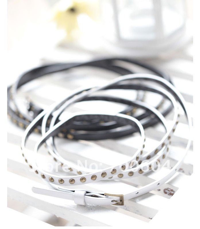 Fashion Leather Belt Double-Circle Rivet Belt Long Waistband ladies' belt 5 pcs MOQ Free shipping