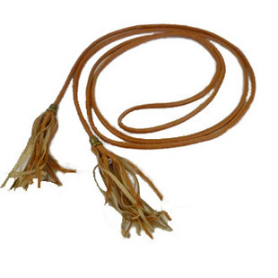 Fashion leather belt tieclasps women's waist rope tassel thin belt belly chain
