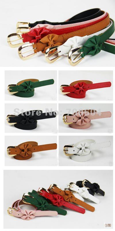 Fashion Leather Belts with flower,Women Slender Waist Band