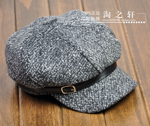 Fashion leather buckle on painter cap octagonal cap newsboy cap hat women's male the trend