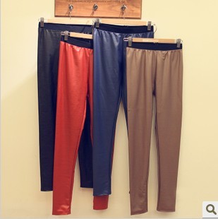 Fashion leather elastic basic pants