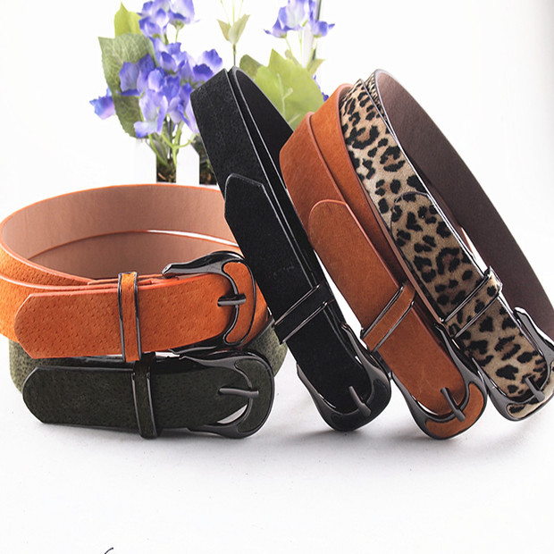Fashion leather facing decoration women's pin buckle belt pigskin casual pants belt