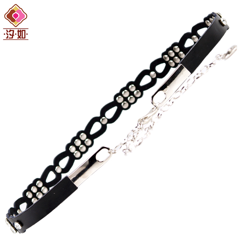 Fashion leather metal belly chain all-match cutout flower rhinestone decoration genuine leather thin belt