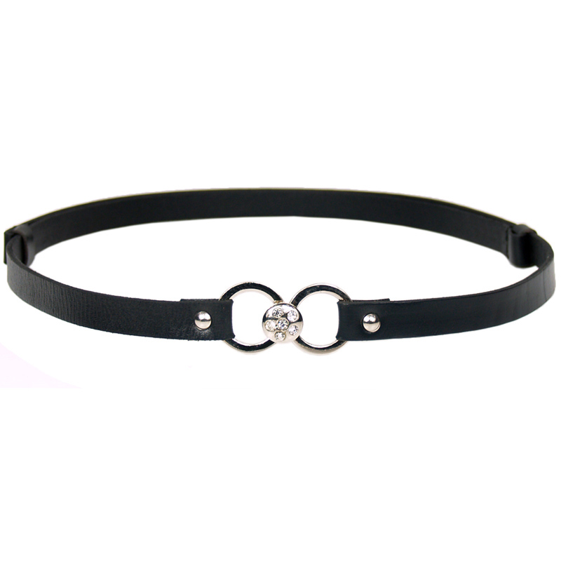 Fashion leather strap trend rhinestone decoration all-match genuine leather hasp belt black