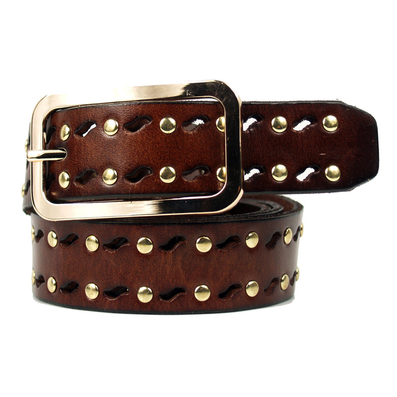 Fashion leather strap women's vintage cutout genuine leather thin belt waist belt
