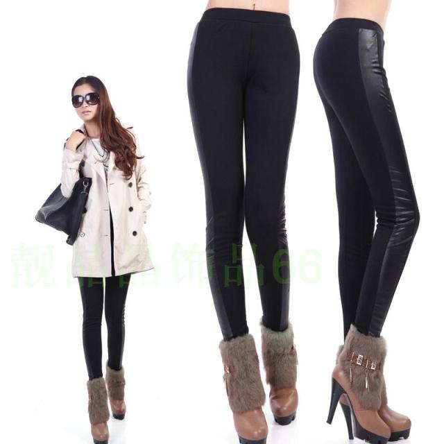Fashion legging autumn and winter warm pants both sides patchwork thickening legging beaver suede leather warm pants