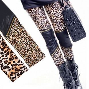 Fashion legging sexy mohini leopard print milk silk faux leather trend legging