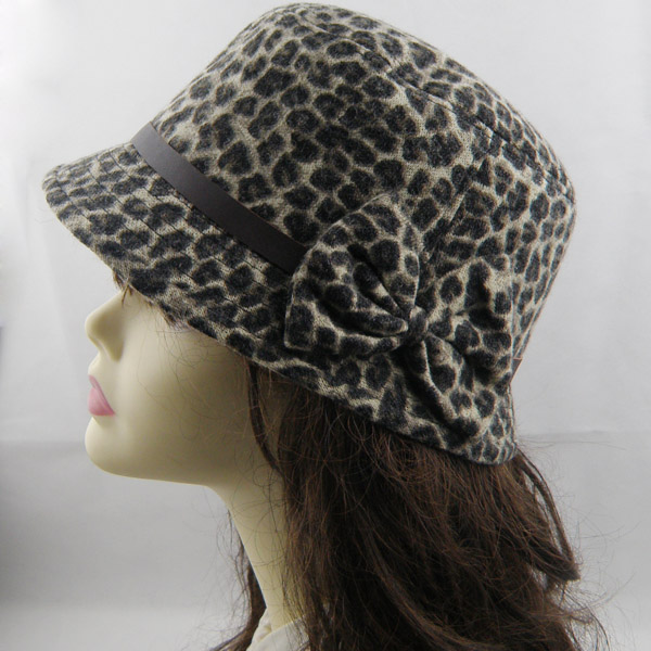 Fashion leopard print dome fedoras popular hat bow women's cap round cap