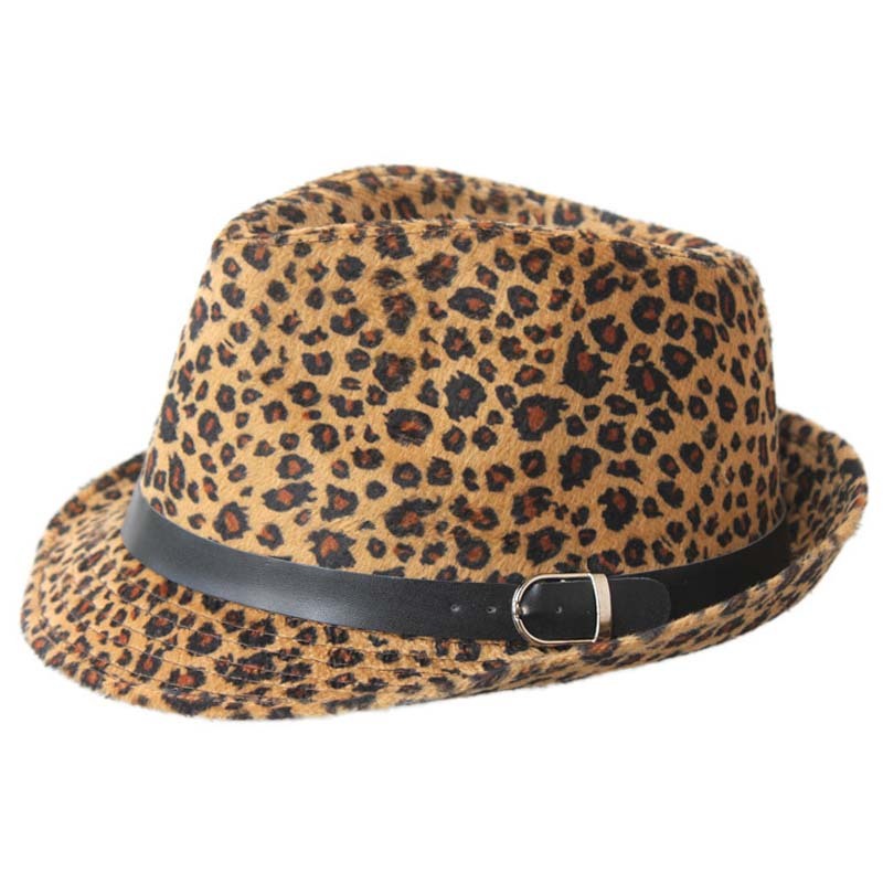 Fashion leopard print jazz hat cowboy hat winter warm hat cap outdoor cap male Women hat
