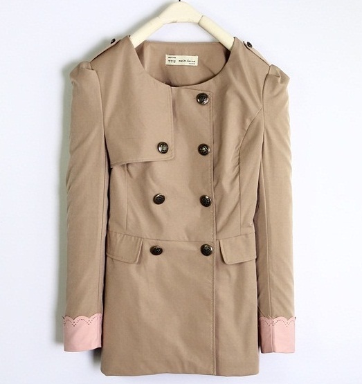 Fashion long double breasted cute women coat casual Trench
