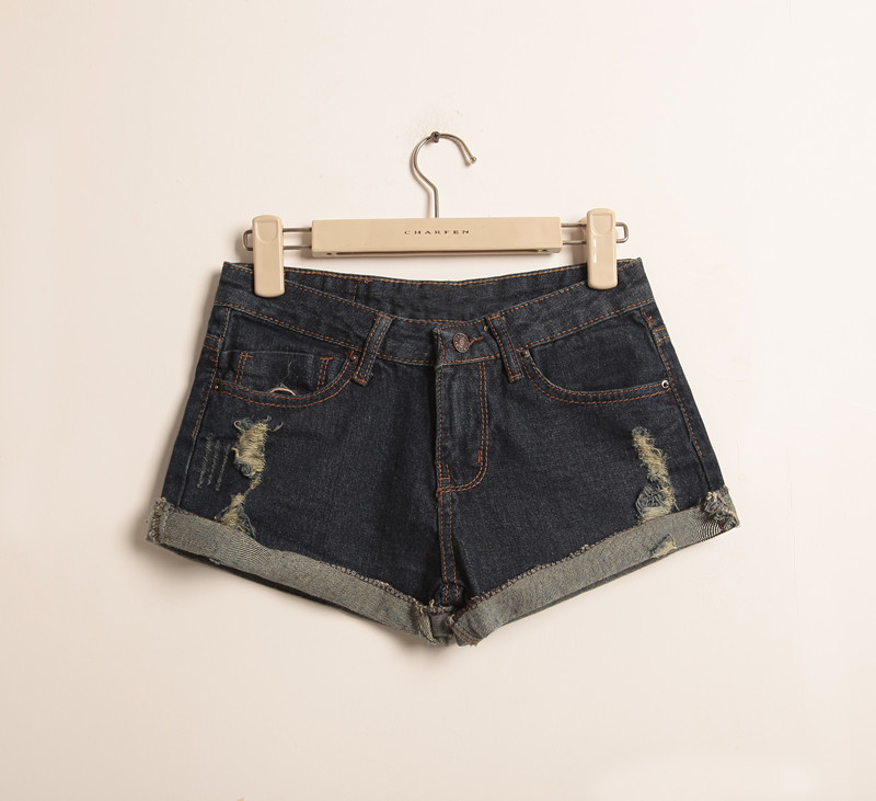 Fashion loose 2012 distrressed wearing white blue denim shorts female boot cut jeans