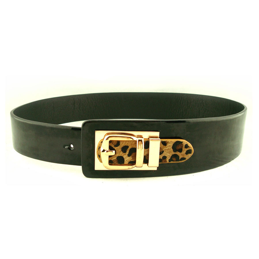 Fashion luxury patent leather japanned leather classic agings black women's belt strap