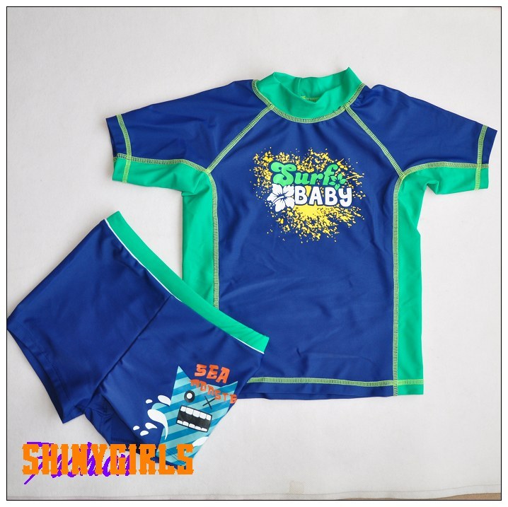 Fashion male child sun split beach suit swimwear set size boy anti-uv