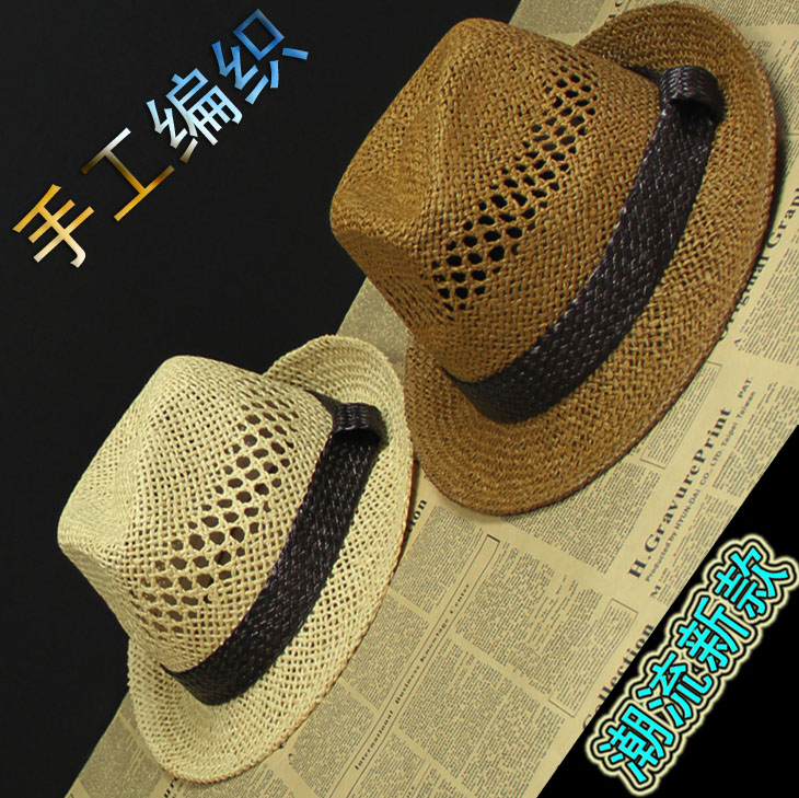 Fashion male women's jazz fedoras hat sun-shading hat strawhat summer beach hats FREE SHIPPING