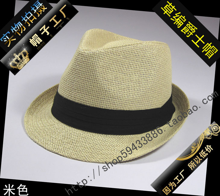 Fashion male women's strawhat summer outdoor sunbonnet millinery beach hat fedoras jazz hat